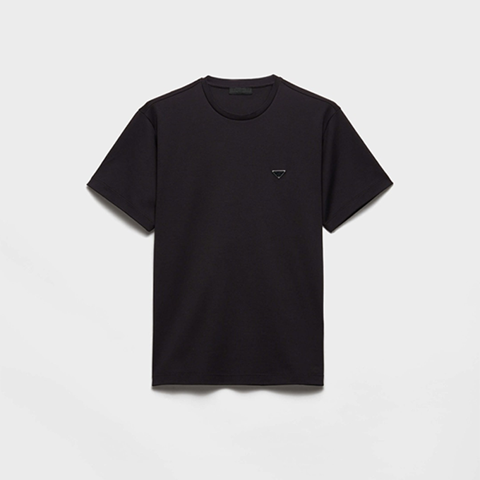 prada triangle logo liquid ammonia cotton short sleeve t shirt